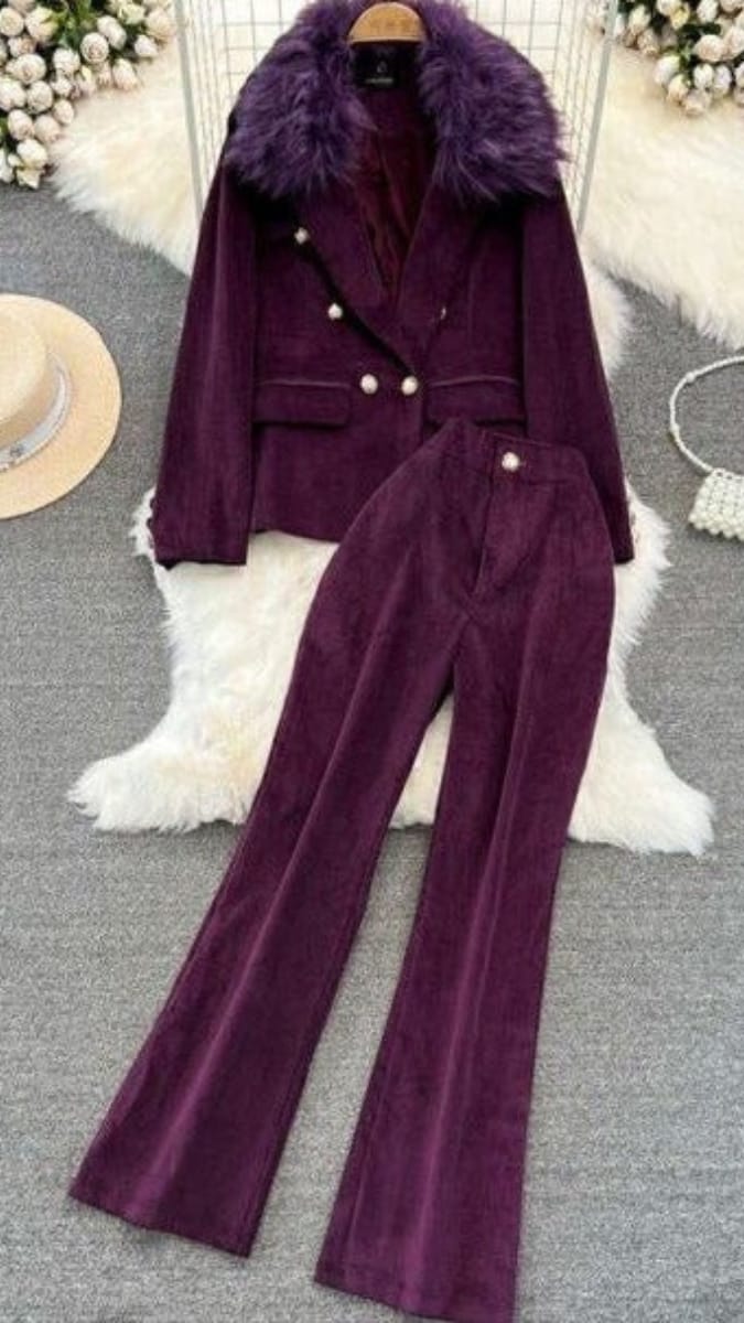 Fur Collar Coat Coord Set BC033