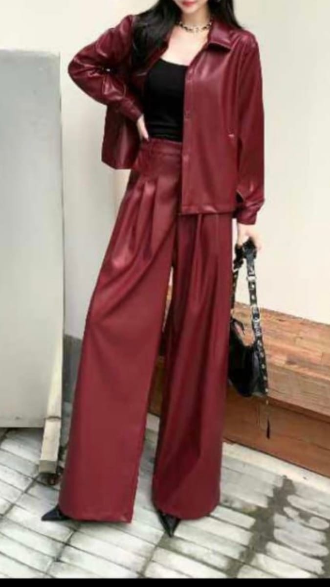 Premium Leather Coord Set With Belt BC024