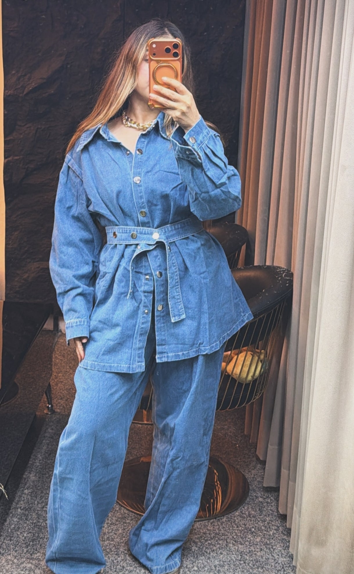 Denim cord-set with belt BC138