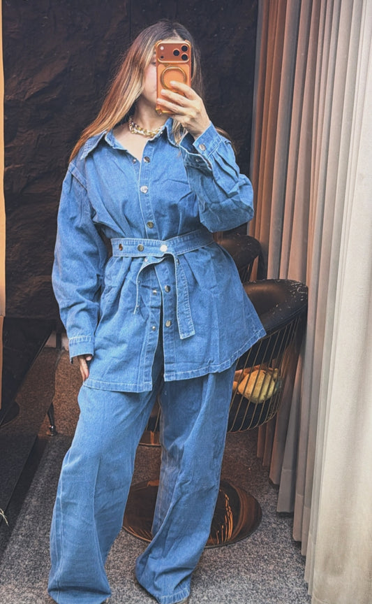 Denim cord-set with belt BC138