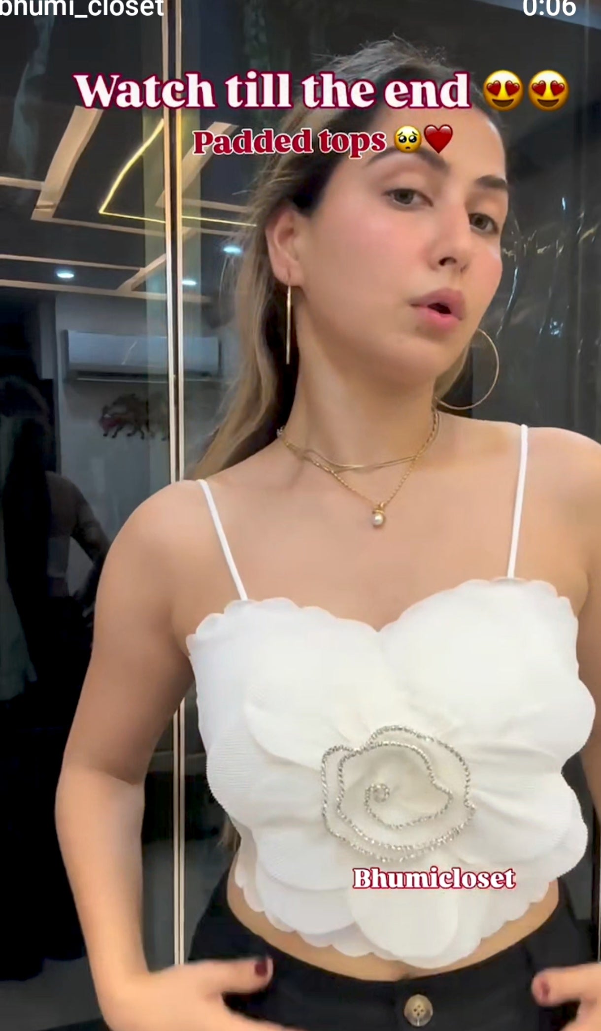 Flower With Rhinestone Strap Crop Top BC115