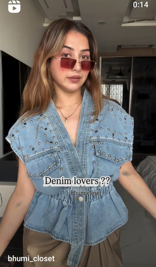 Pretty half sleeve denim BC130