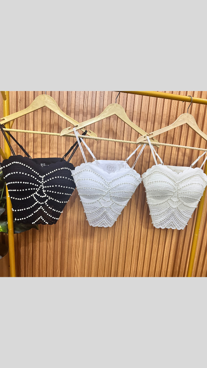 Wavy Rhinestone Strap Crop Top BC117