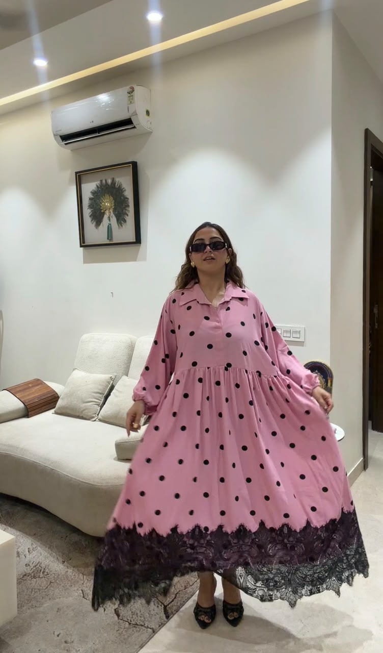 POLKA DOT DRESS WITH BELT