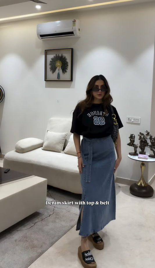 DENIN TOP WITH BELT BC227