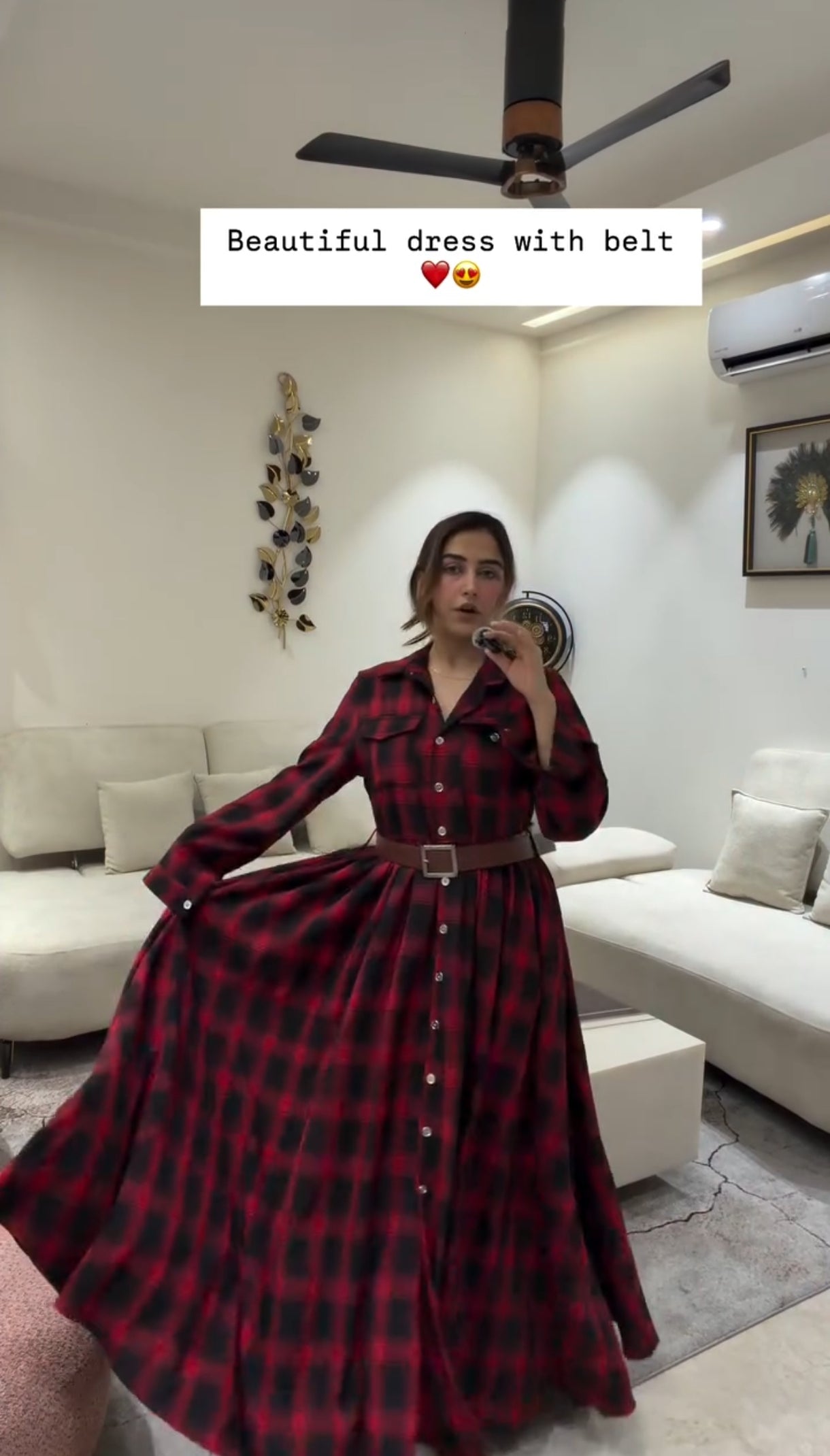 CHECK FLORAL DRESS BC214