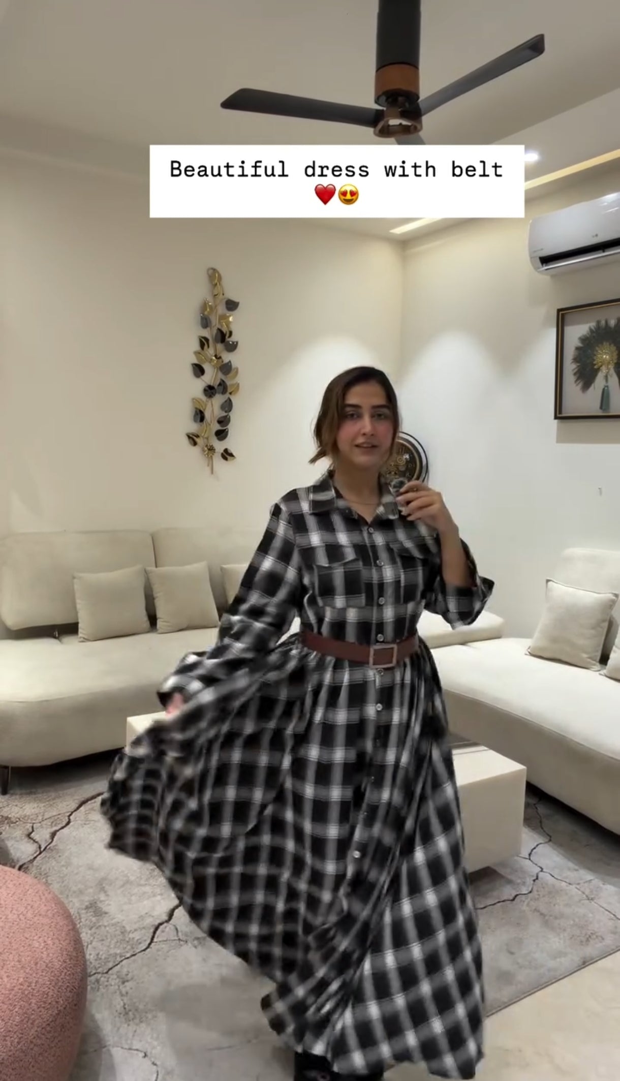 CHECK FLORAL DRESS BC214