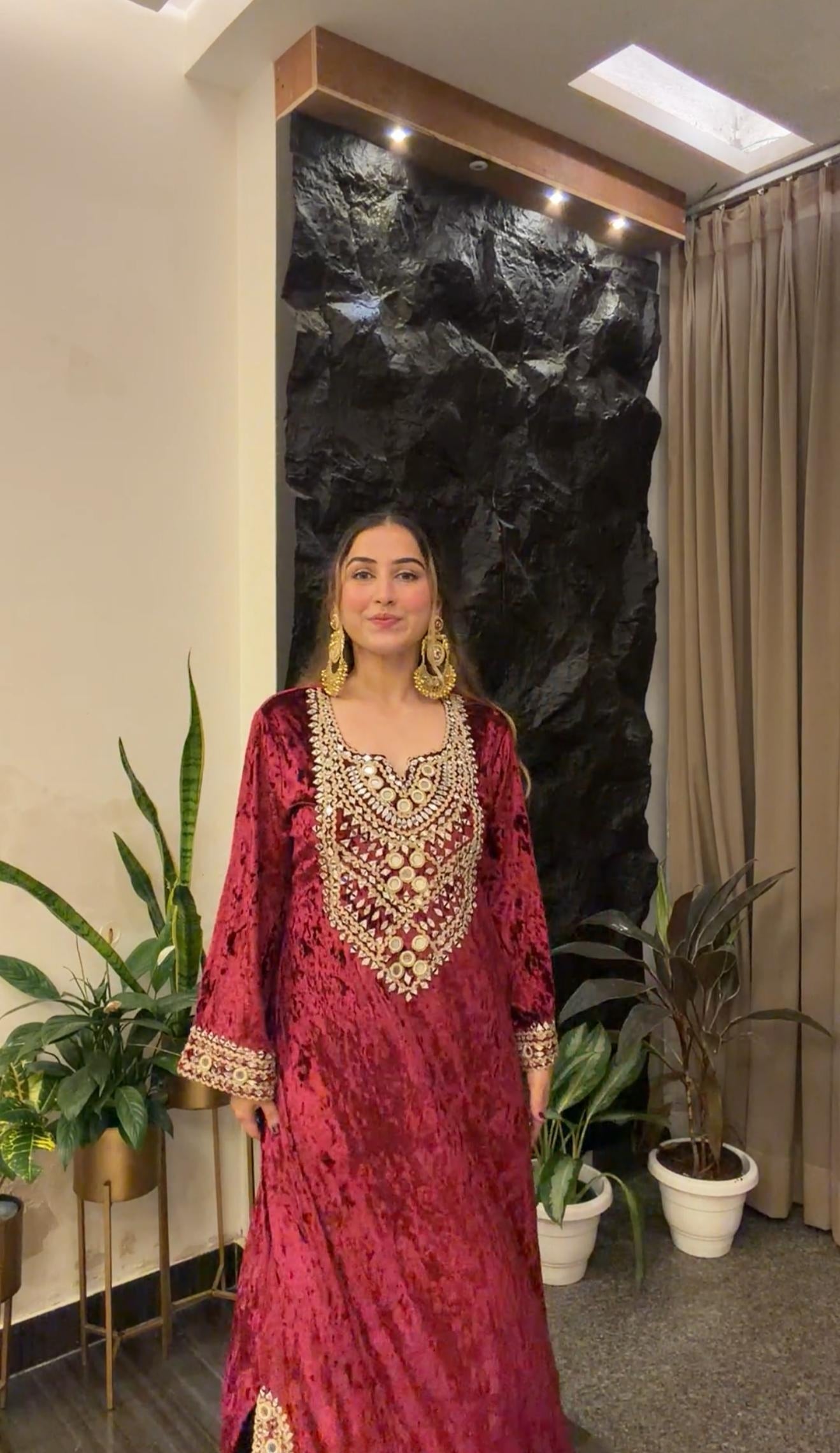 DESIGNER VELVET INDO-WESTERN BC174